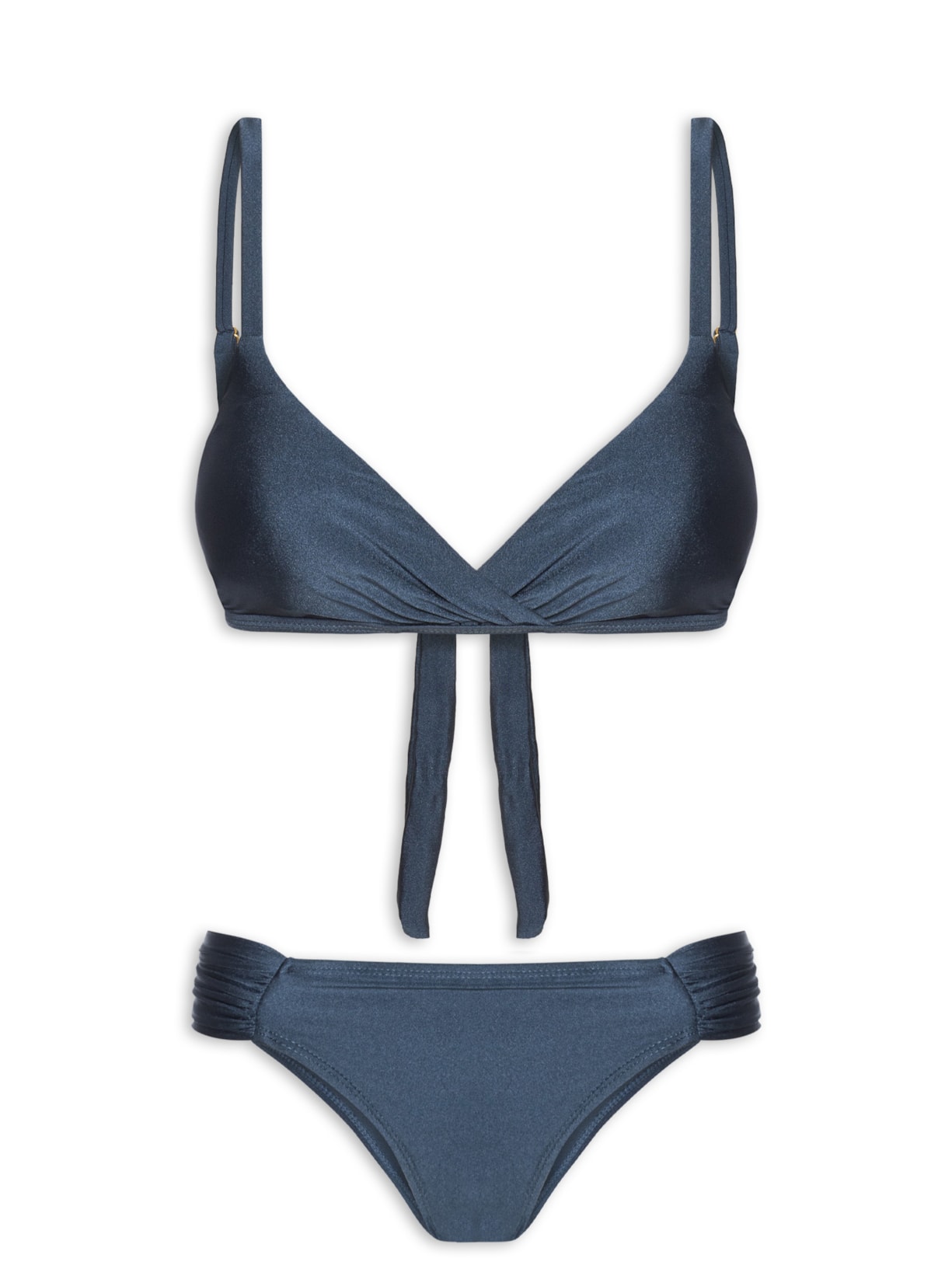 Biquíni Triângulo Com Transpasse Azul Mktbeach