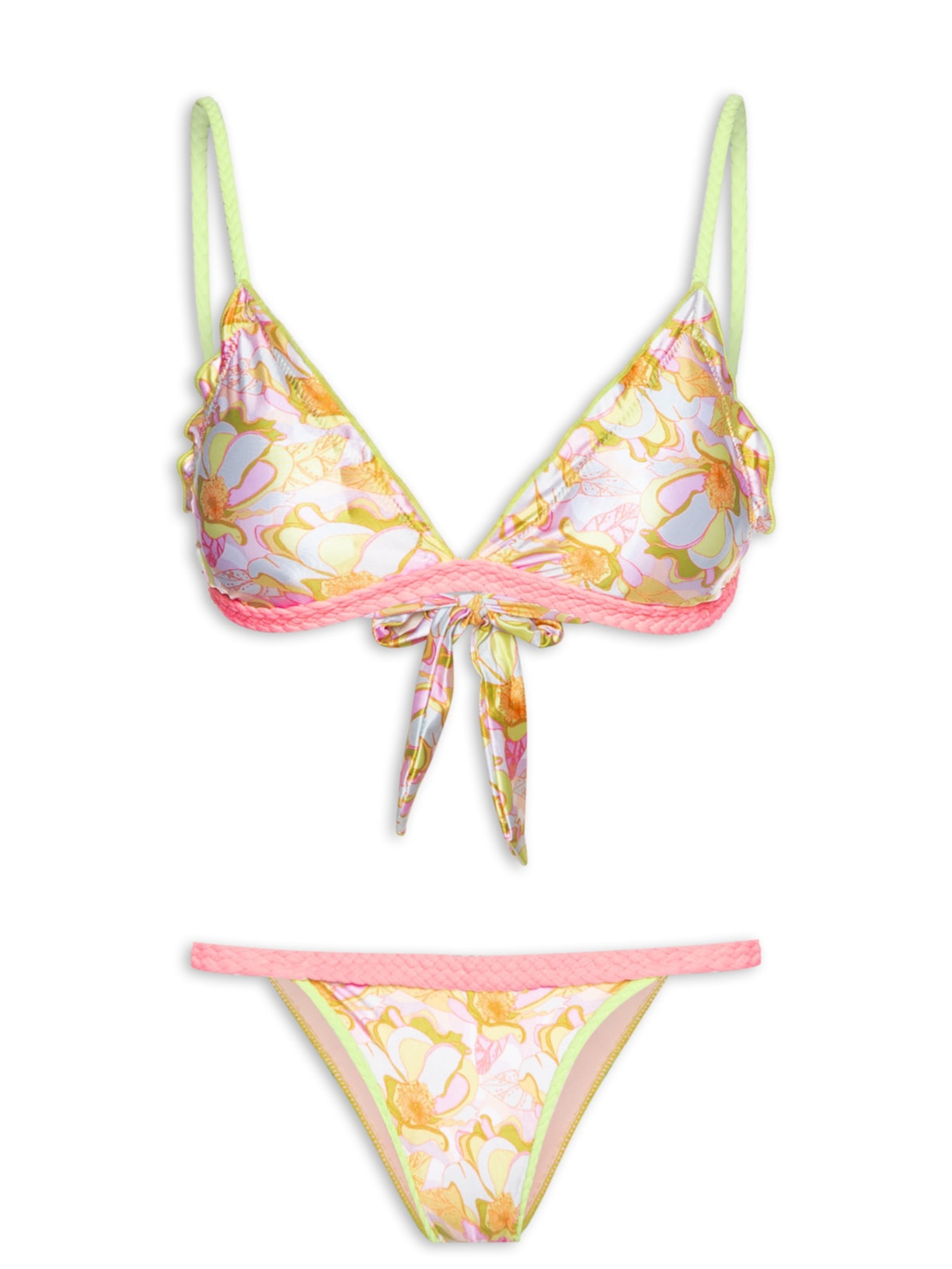 Biquíni Triângulo Estampado Amarelo Mktbeach