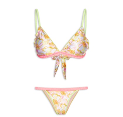 Biquíni Triângulo Estampado - Amarelo