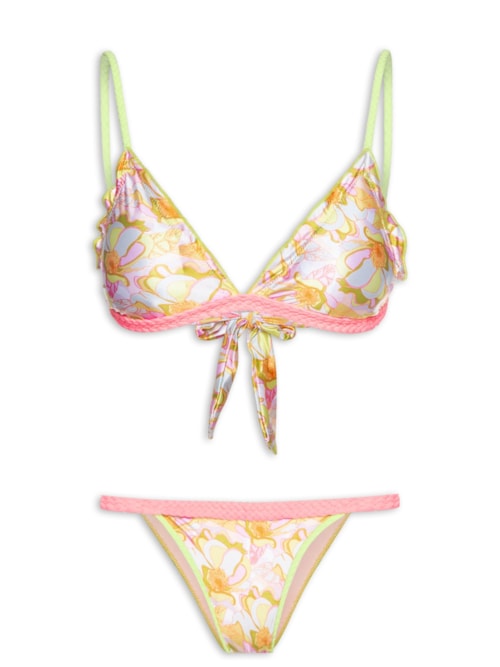 Biquíni Triângulo Estampado - Amarelo
