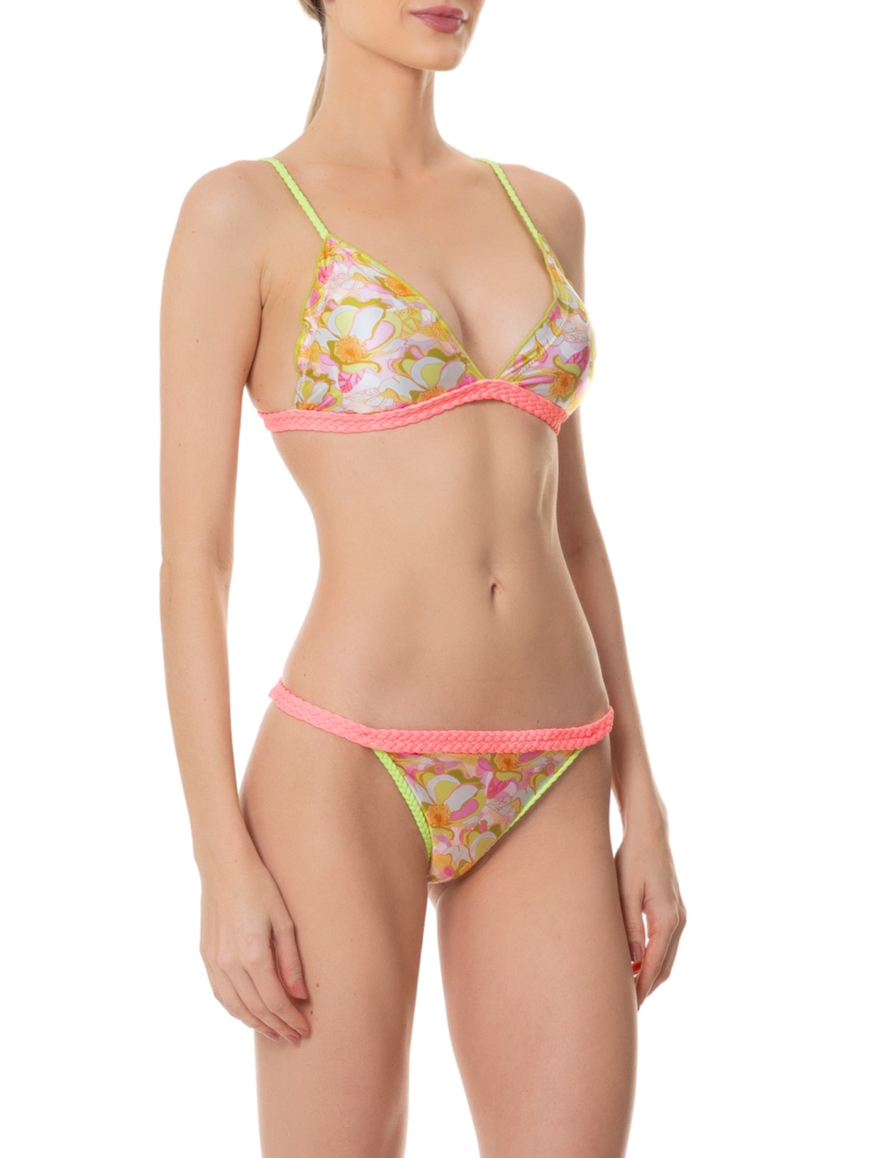 Biquíni Triângulo Estampado Amarelo Mktbeach