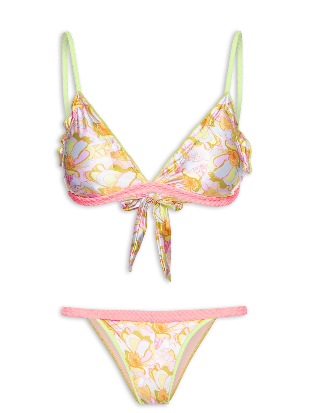 Biquíni Triângulo Estampado - Amarelo