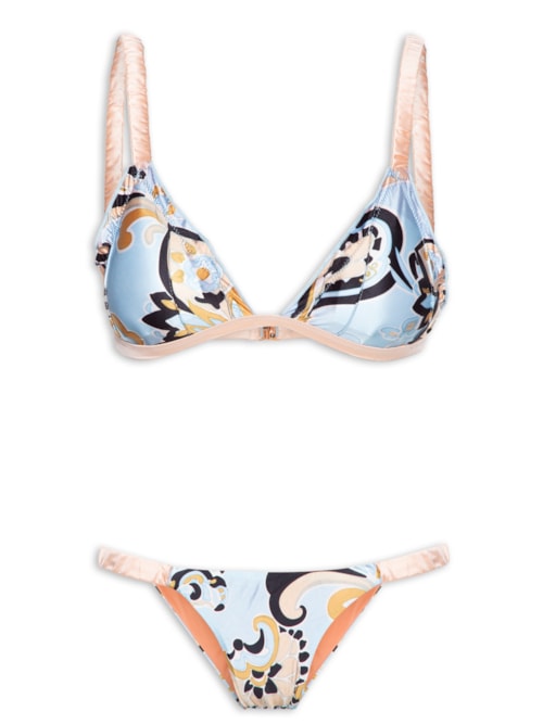 Biquíni Triângulo Estampado - Azul