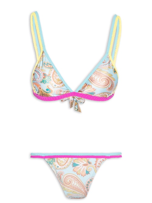 Biquíni Triangulo Estampado - Azul