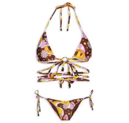 Biquíni Triângulo Estampado - Marrom