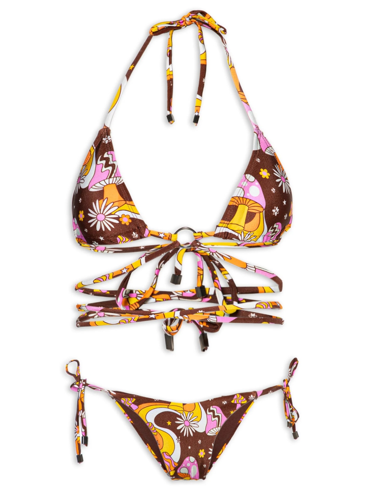 Biquíni Triângulo Estampado - Marrom