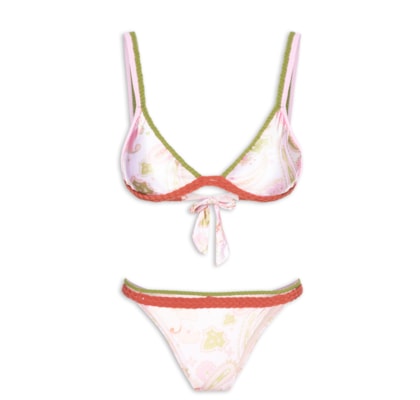 Biquíni Triângulo Estampado - Rosa