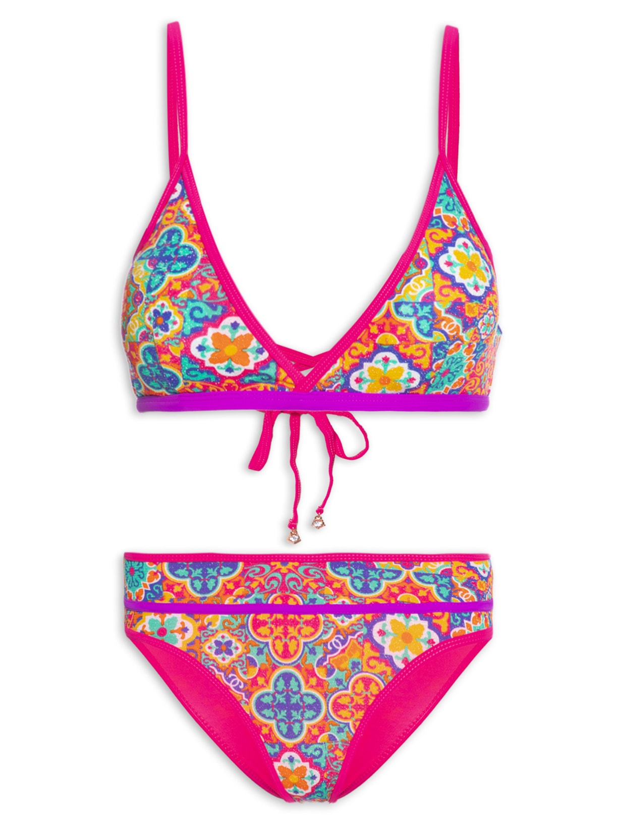 Biquini Triângulo Estampado - Rosa