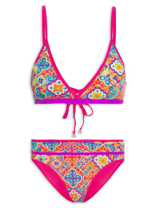 Biquini Triângulo Estampado - Rosa