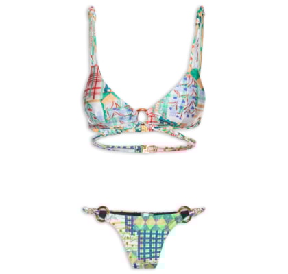 Biquíni Triângulo Estampado - Verde