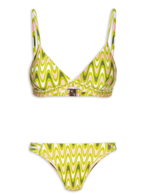Biquini Triangulo Estampado - Verde