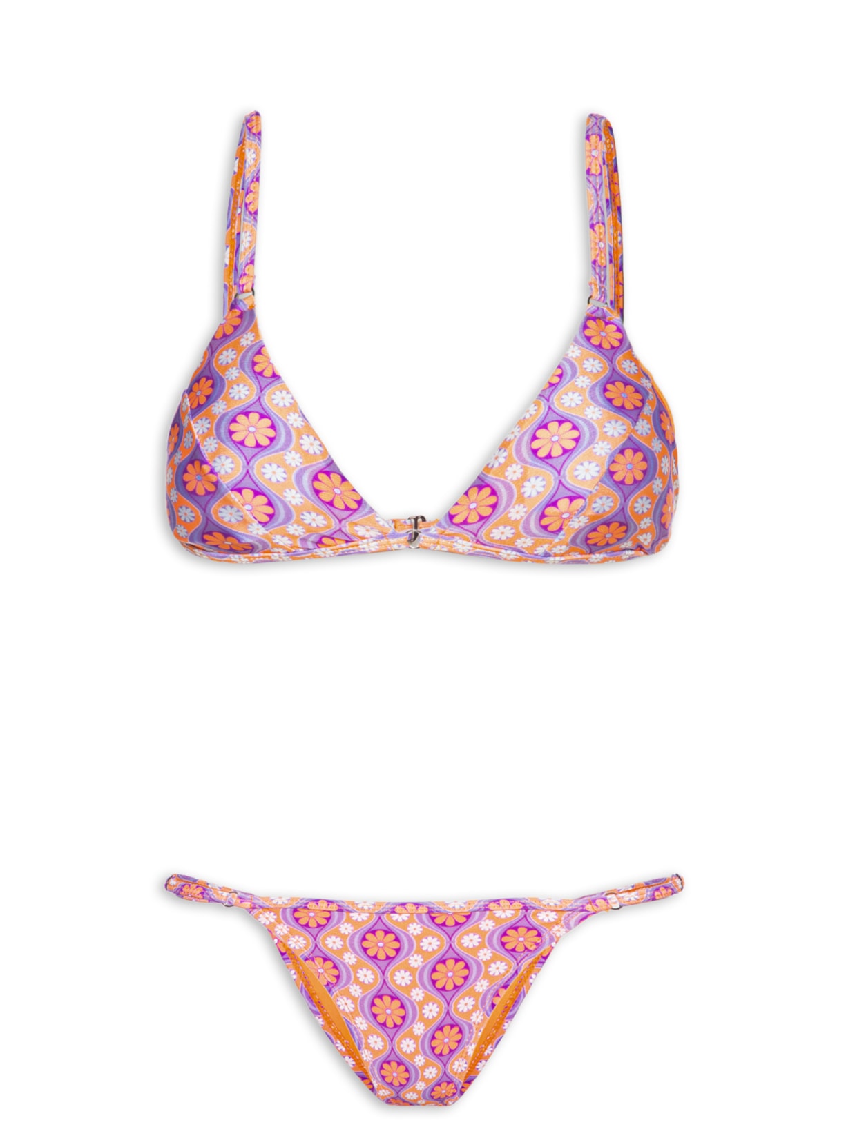 Biquíni Triângulo Floral Laranja Mktbeach