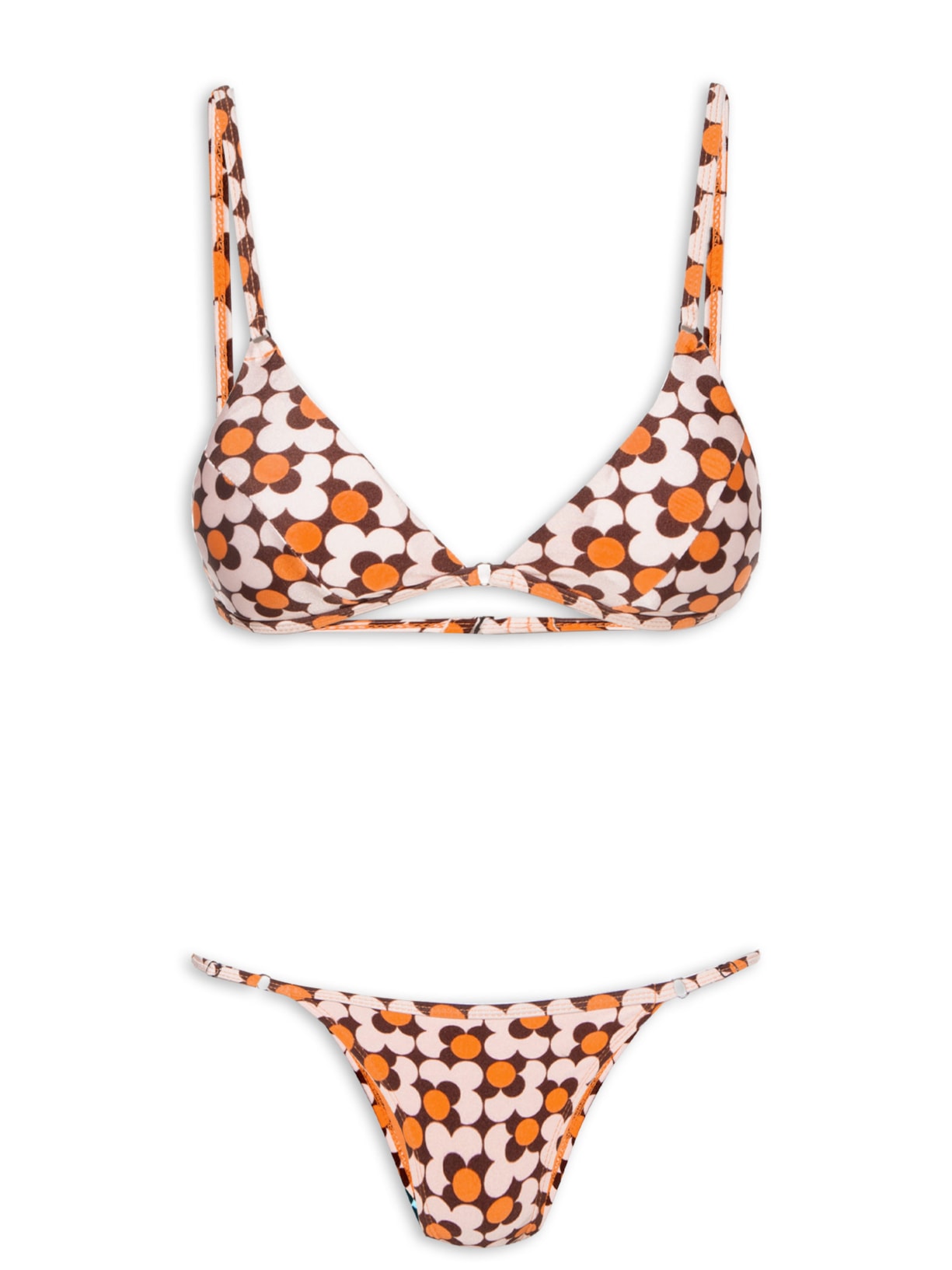 Biquíni Triângulo Floral - Laranja