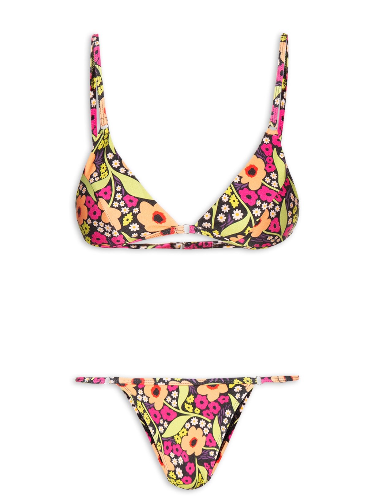 Biquini Triangulo Floral Preto Mktbeach