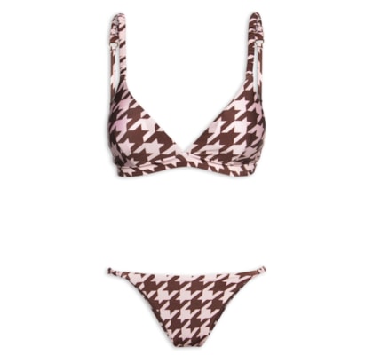 Biquíni Triangulo Pied De Poule - Marrom