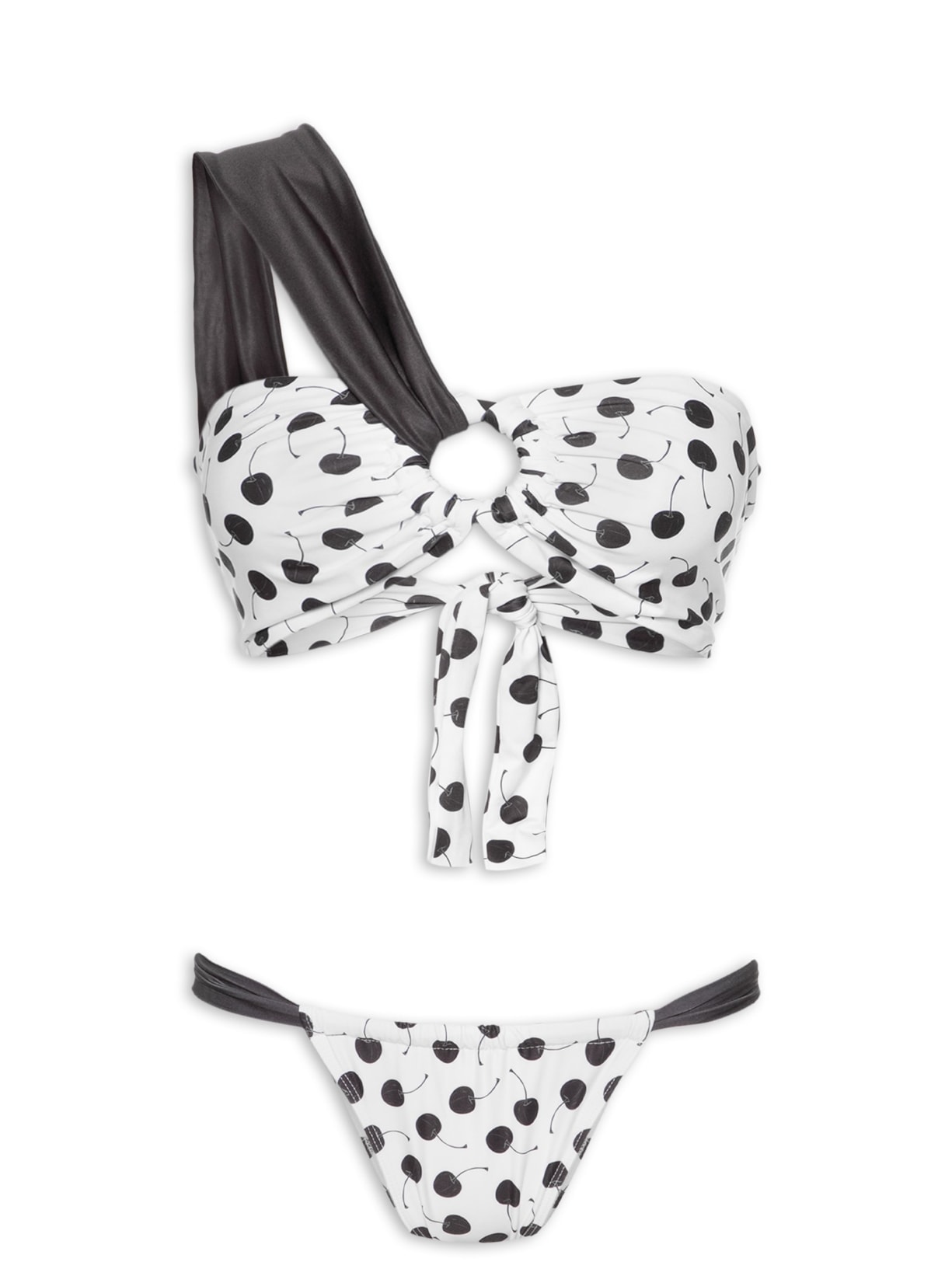 Biquíni Um Ombro Só Cherry Branco Mktbeach