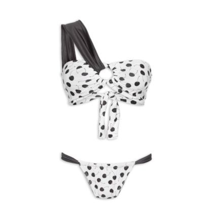 Biquíni Um Ombro Só Cherry - Branco