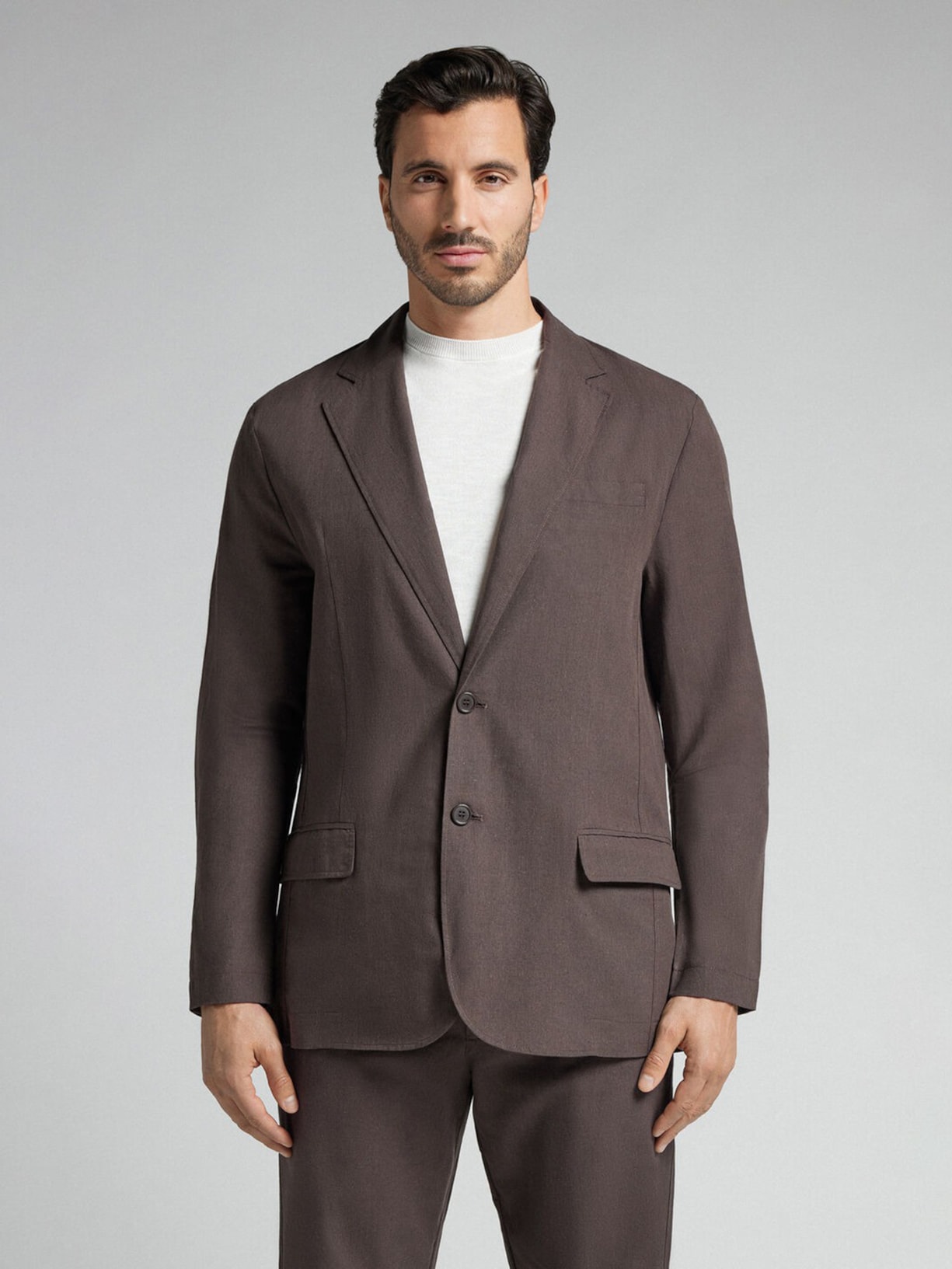 Blazer Em Linho e Algodão Marrom Intimissimi