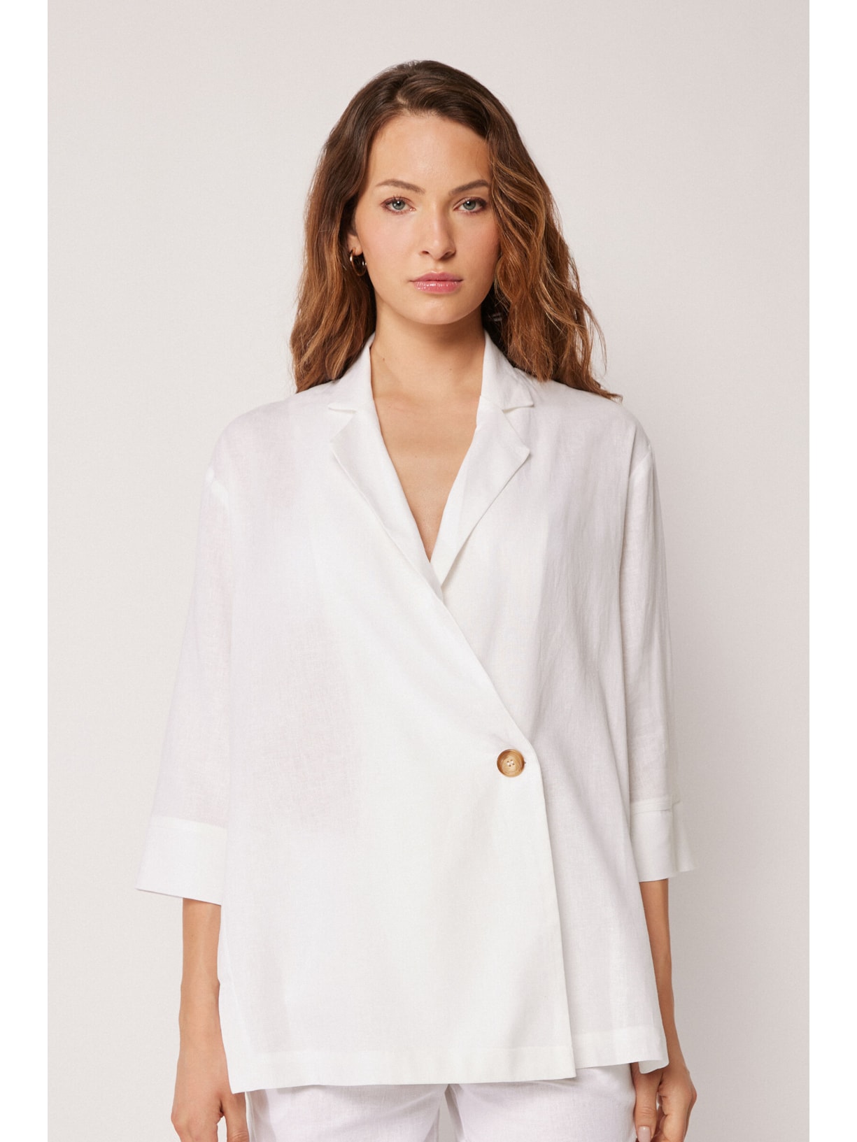 Blazer Em Linho e Viscose Branco Calzedonia