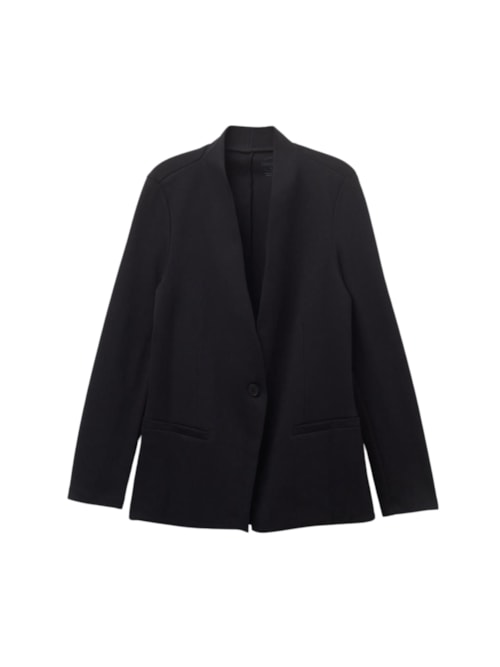 Blazer Estruturado Em Algodão - Preto