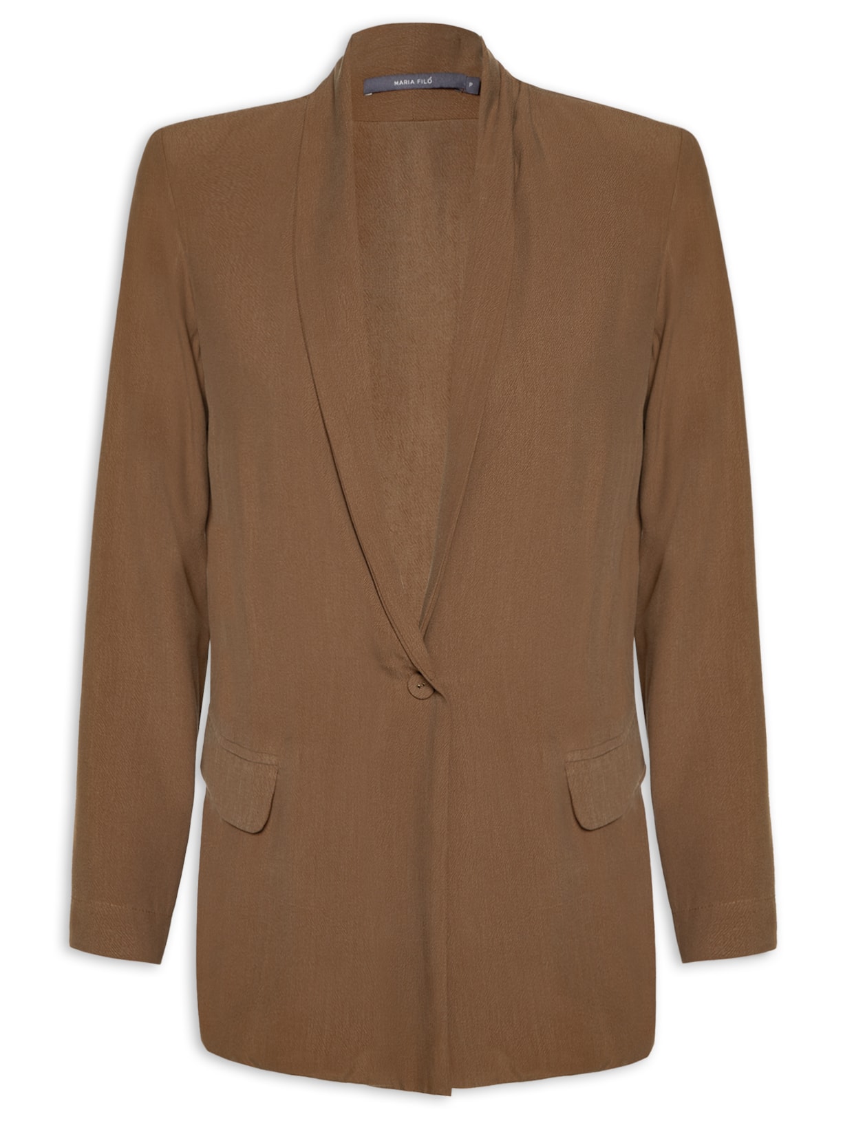 Blazer Feminina Alfaiataria Bolsos - Marrom