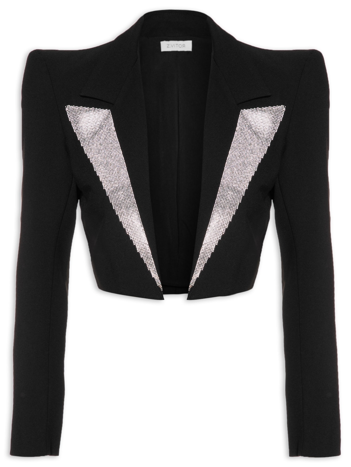 Blazer Feminina Spencer Com Placa Cristal Crepe - Preto