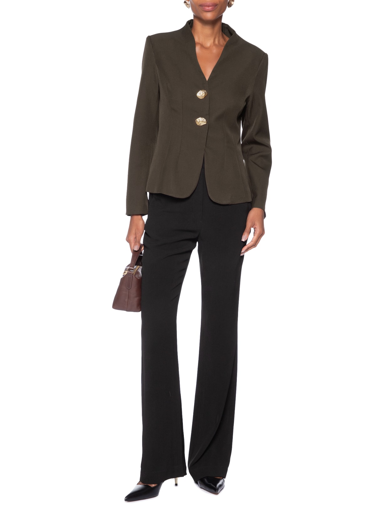 Blazer Feminino Acinturado Alfaiataria Marrom '2Essential