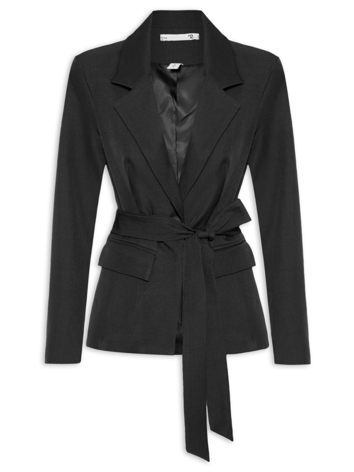 Blazer Feminino Acinturado com Faixa Preto '2Essential