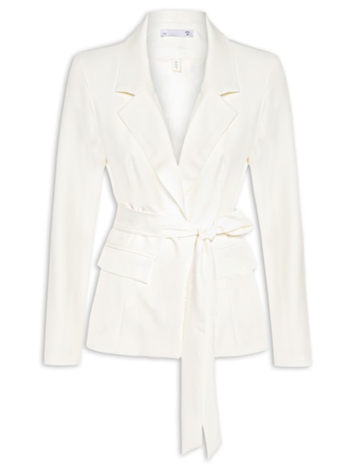 Blazer Feminino Acinturado com Faixa – Branco