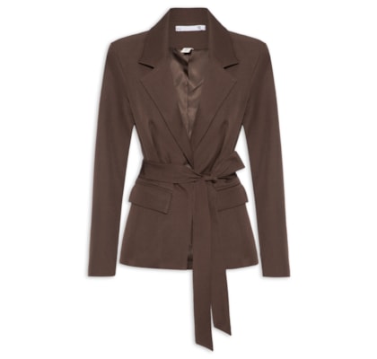 Blazer Feminino Acinturado com Faixa – Marrom