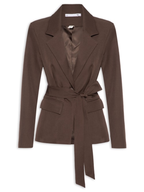 Blazer Feminino Acinturado com Faixa – Marrom