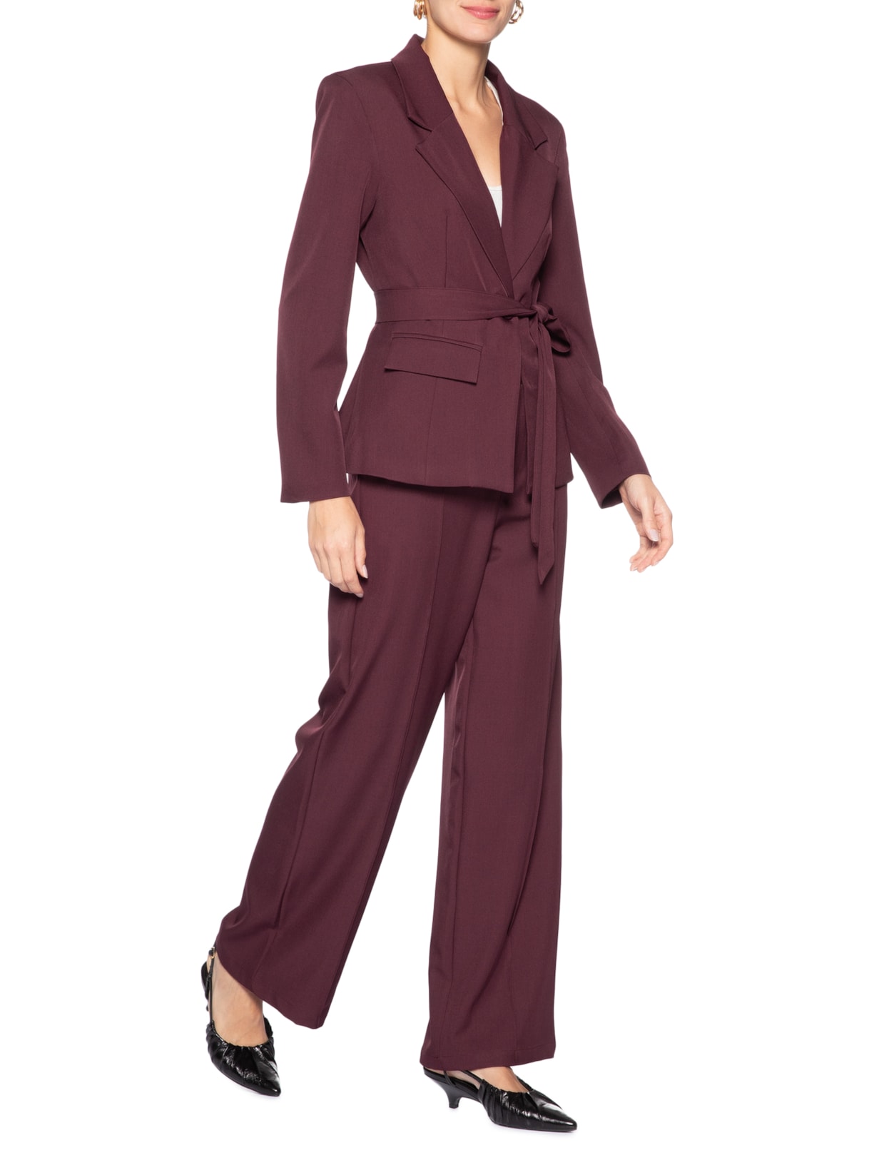 Blazer Feminino Acinturado com Faixa – Vermelho '2Essential