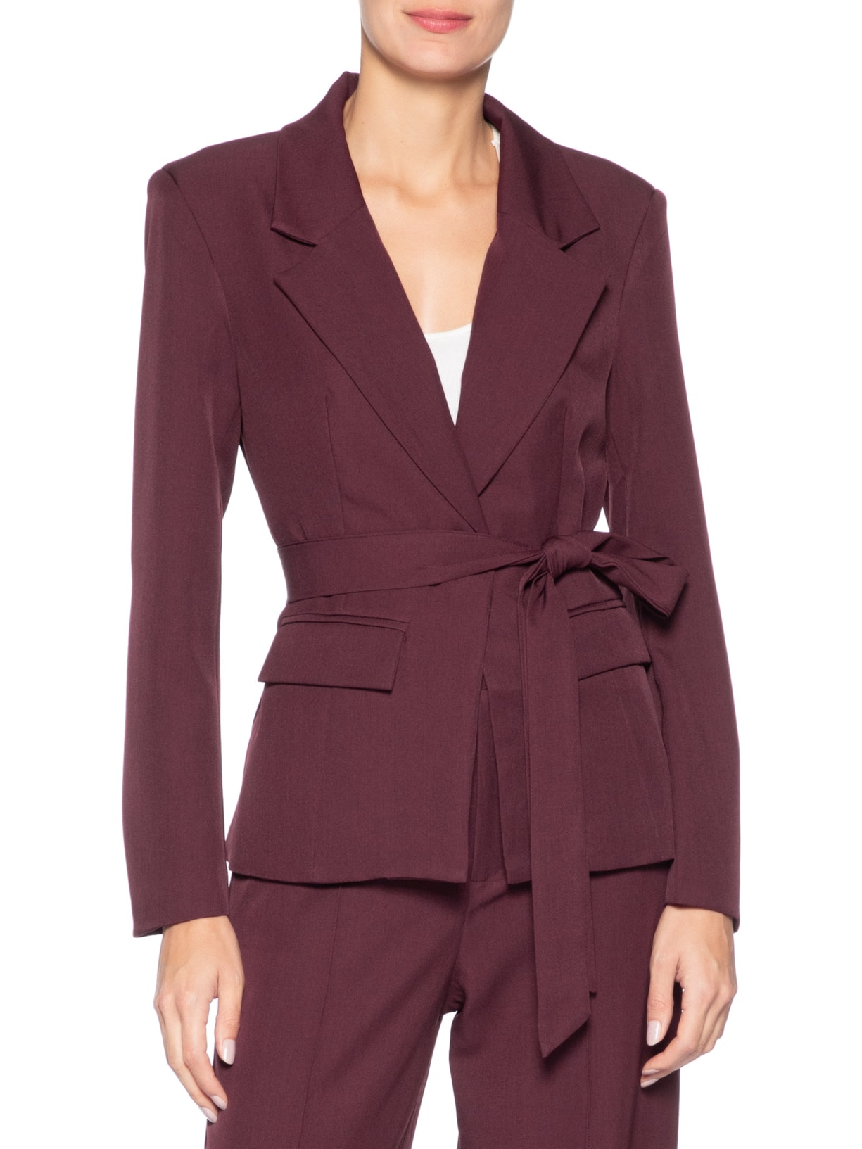 Blazer Feminino Acinturado com Faixa – Vermelho '2Essential