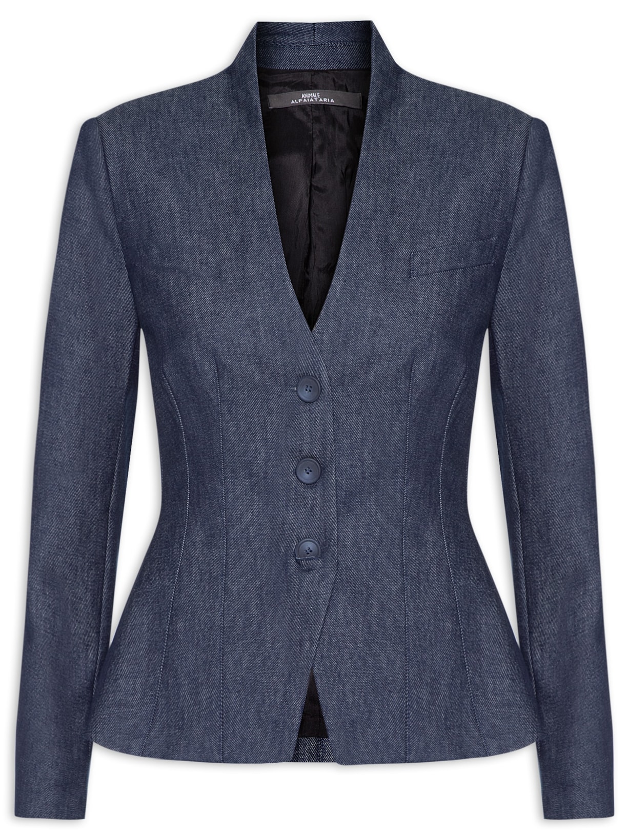 Blazer Feminino Acinturado De Jeans SMP - Azul