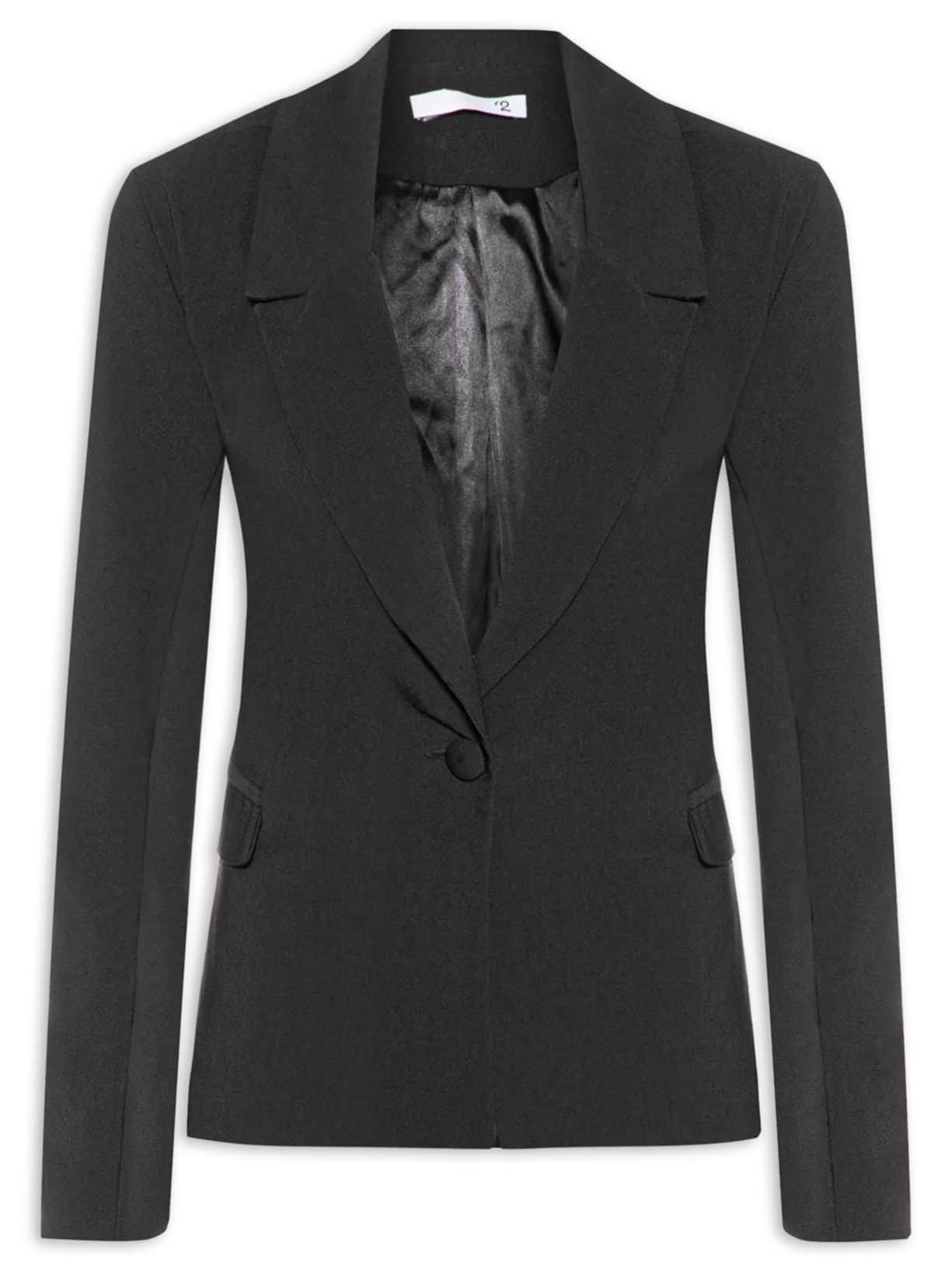 Blazer Feminino Acinturado Em Crepe - 2Essential - Preto