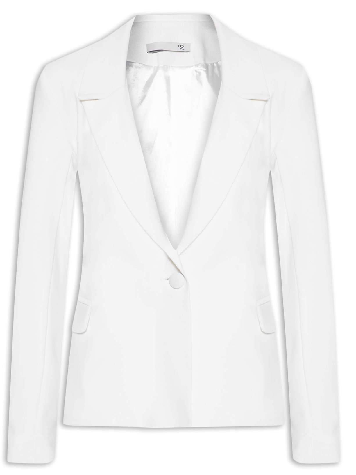 Blazer Feminino Acinturado Em Crepe - Branco