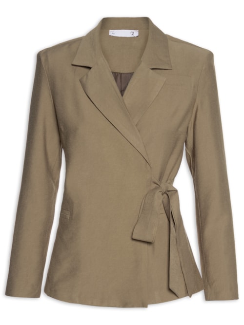 Blazer Feminino Ajustado Com Amarração - Marrom