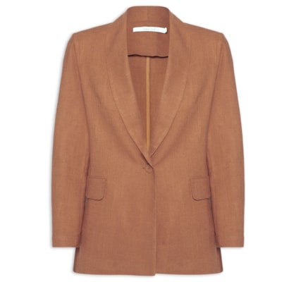Blazer Feminino Alfaiataria Bolso Frontal - Marrom