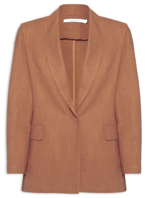 Blazer Feminino Alfaiataria Bolso Frontal - Marrom
