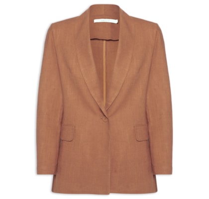 Blazer Feminino Alfaiataria Bolso Frontal - Marrom