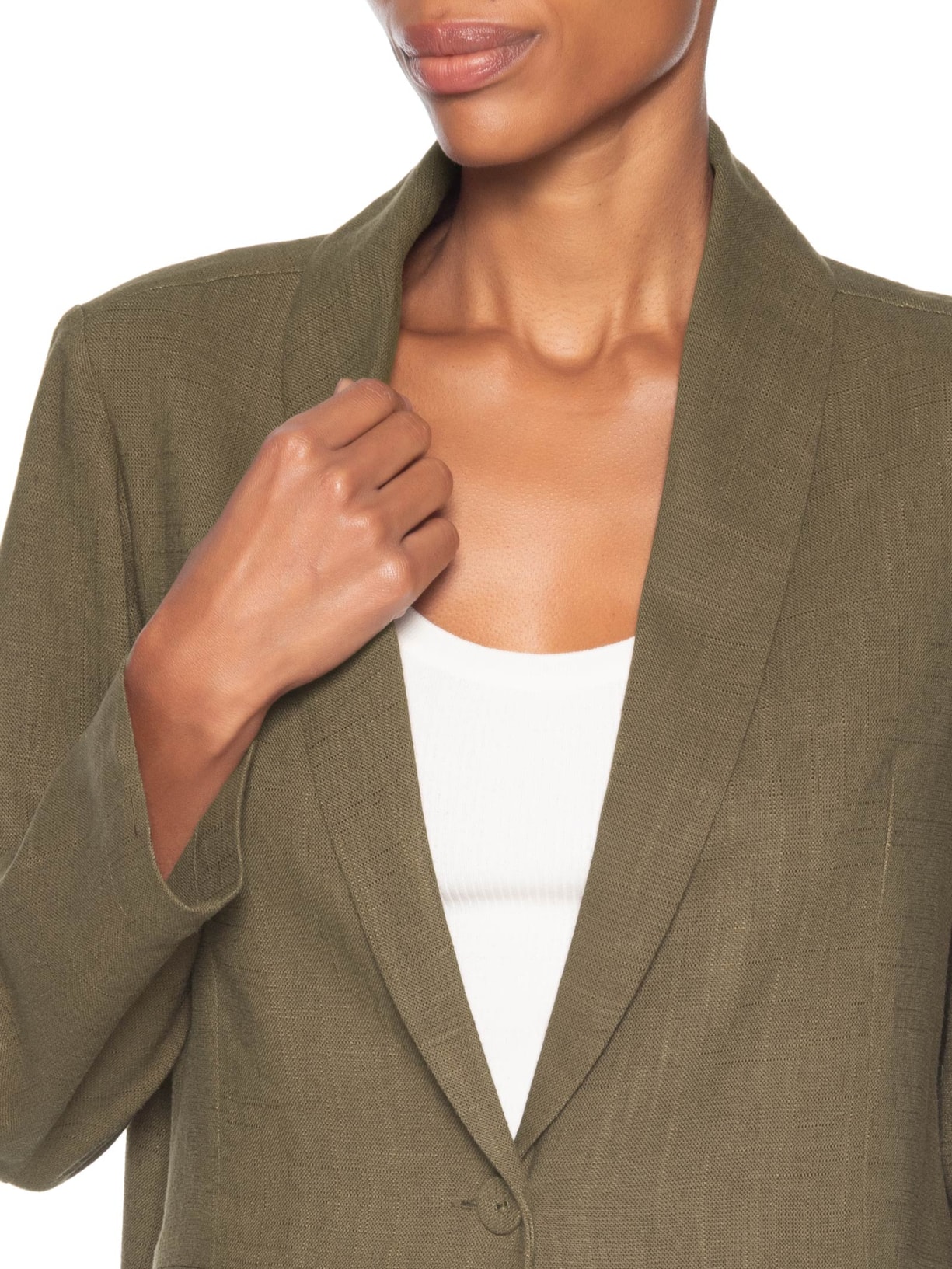 Blazer Feminino Alfaiataria Bolso Frontal Marrom Maria Filó