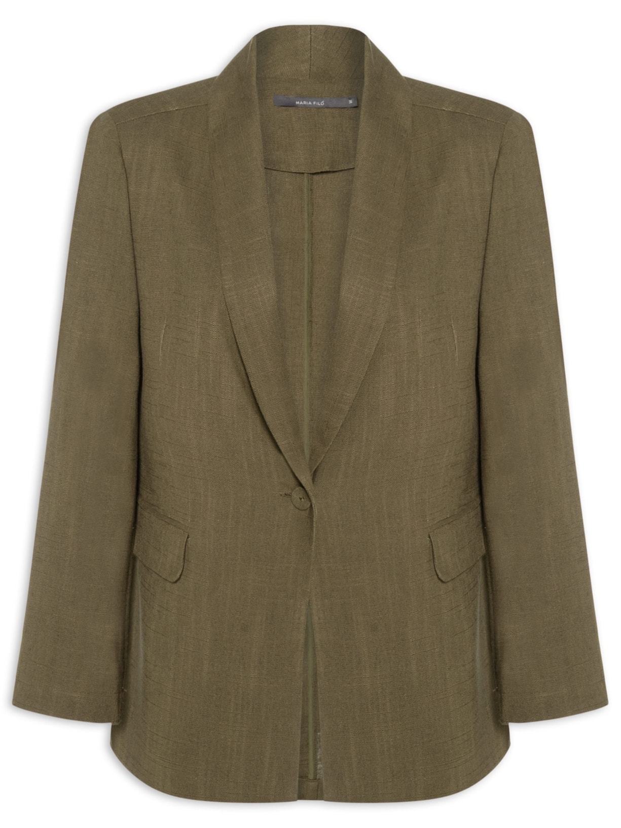 Blazer Feminino Alfaiataria Bolso Frontal Marrom Maria Filó