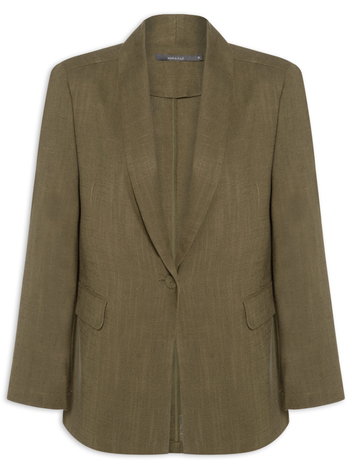 Blazer Feminino Alfaiataria Bolso Frontal Marrom Maria Filó