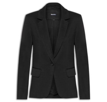 Blazer Feminino Alfaiataria Com Bolsos Frontais - Preto