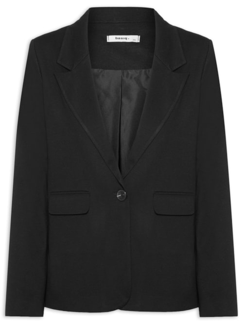 Blazer Feminino Alfaiataria Com Bolsos - Preto