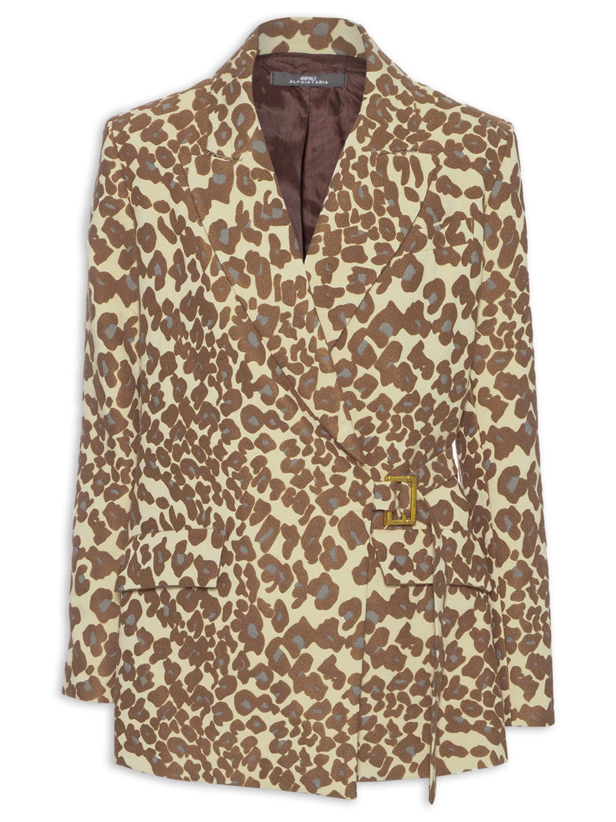 Blazer Feminino Alfaiataria Estampa Onça Jacquard Animal Print Animale