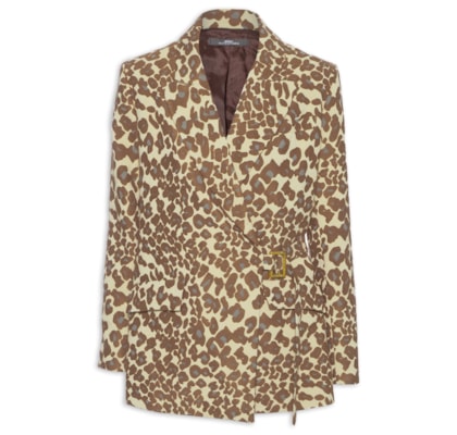 Blazer Feminino Alfaiataria Estampa Onça Jacquard - Animal Print