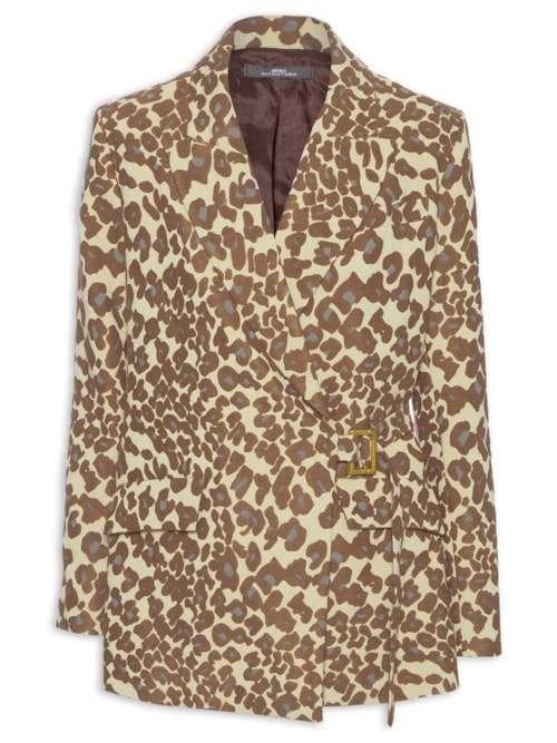 Blazer Feminino Alfaiataria Estampa Onça Jacquard - Animal Print