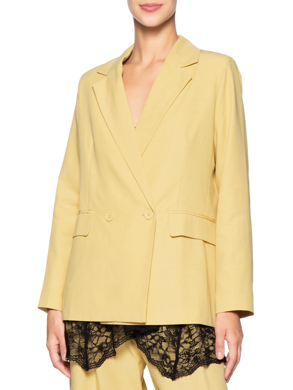 Blazer Feminino Alfaiataria Marieta – Amarelo Animale Jeans