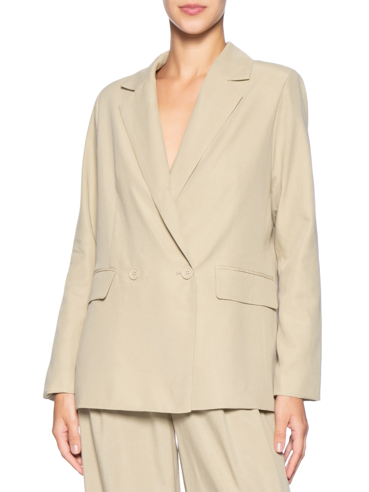 Blazer Feminino Alfaiataria Marieta – Bege Animale Jeans